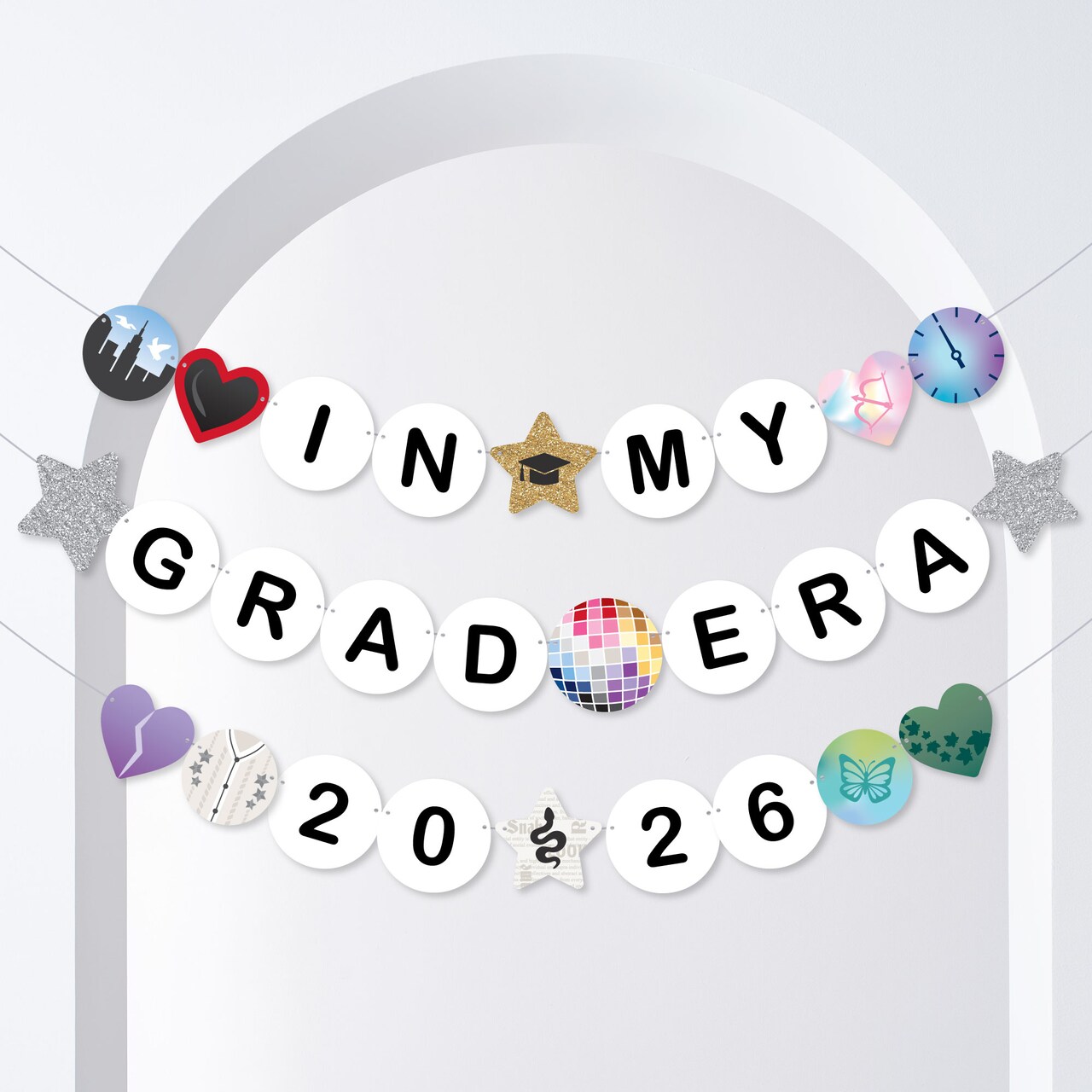 Big Dot of Happiness In My Grad Era 2026 Banner, Eras Graduation Party Decorations, Large Grad Friendship Bracelet Banners, 28 Pieces